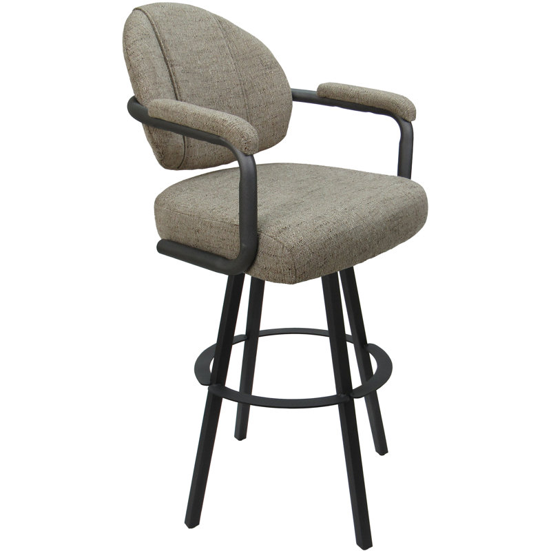Swivel Upholstered Counter Stool with Metal Frame, Driftwood Polyester Blend/Gray Frame