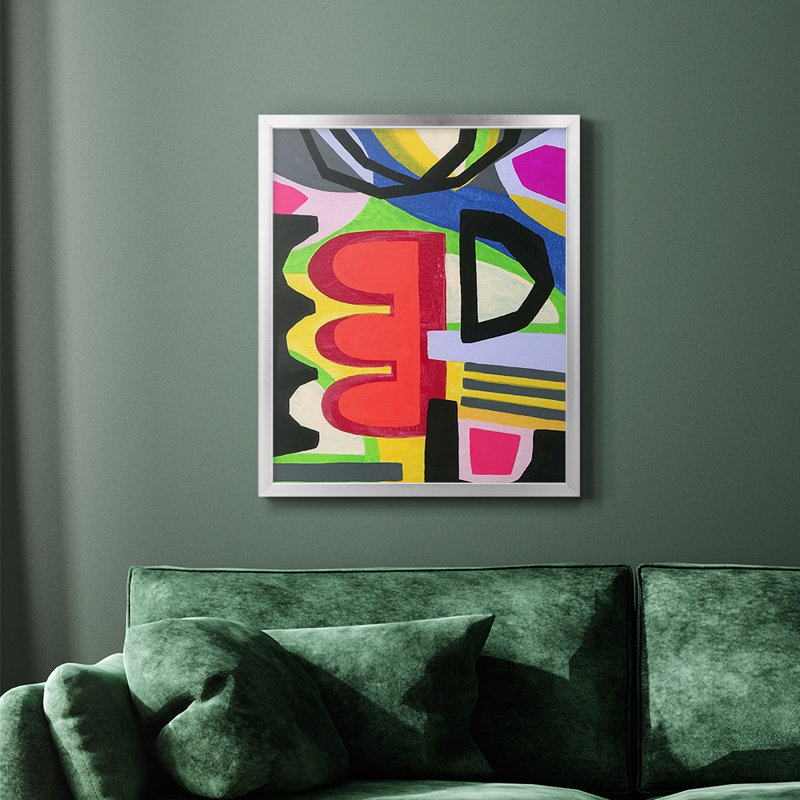 Toile encadrée de qualité supérieure Bold Shape Shift I - prête à être accrochée, H 24 po x l 20 po, Argent