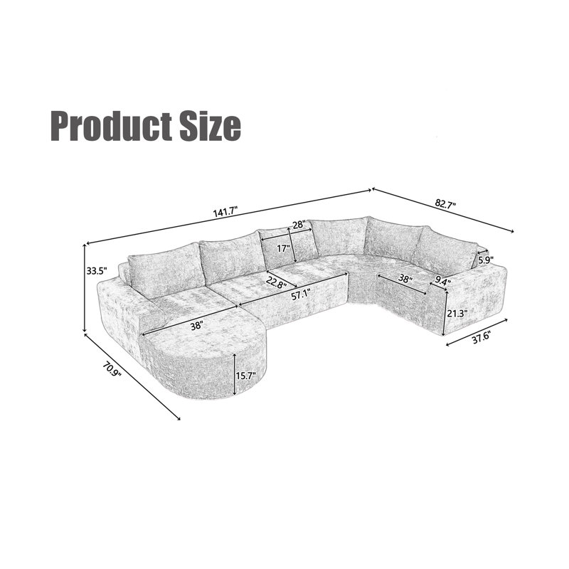 Canapé modulaire surdimensionné 141,7 po, Beige