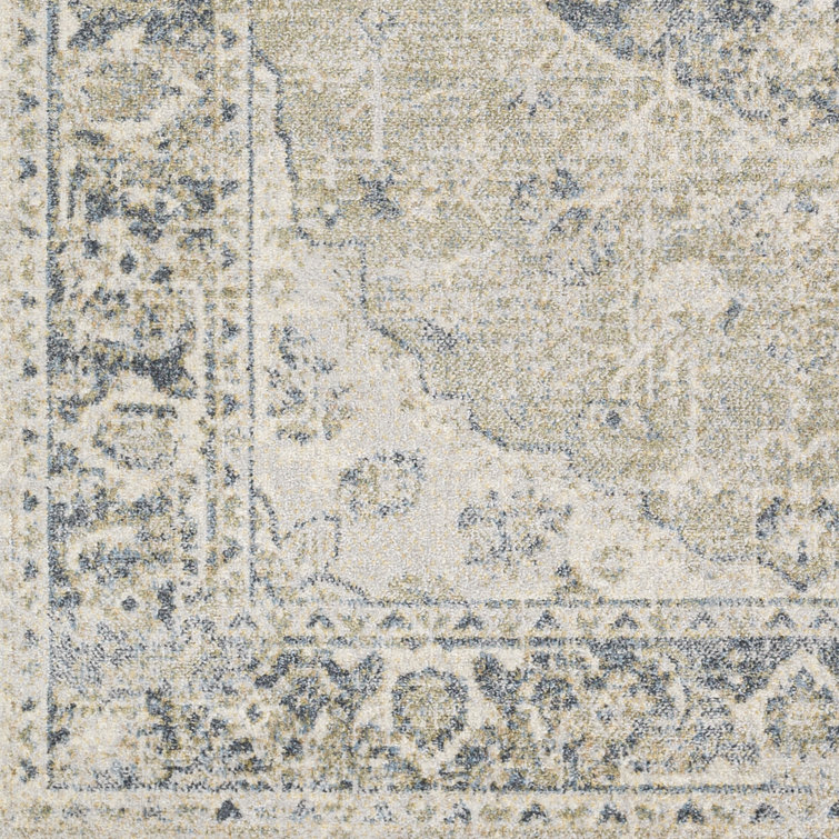 Watts Machine Washable Oriental Gray/Blue Area Rug