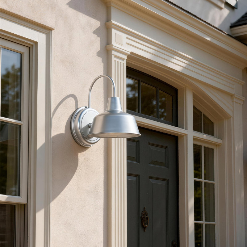 Luminaire de grange d'extérieur Sena, H 11 po x l 8,35 po x P 10,65 po, Argent