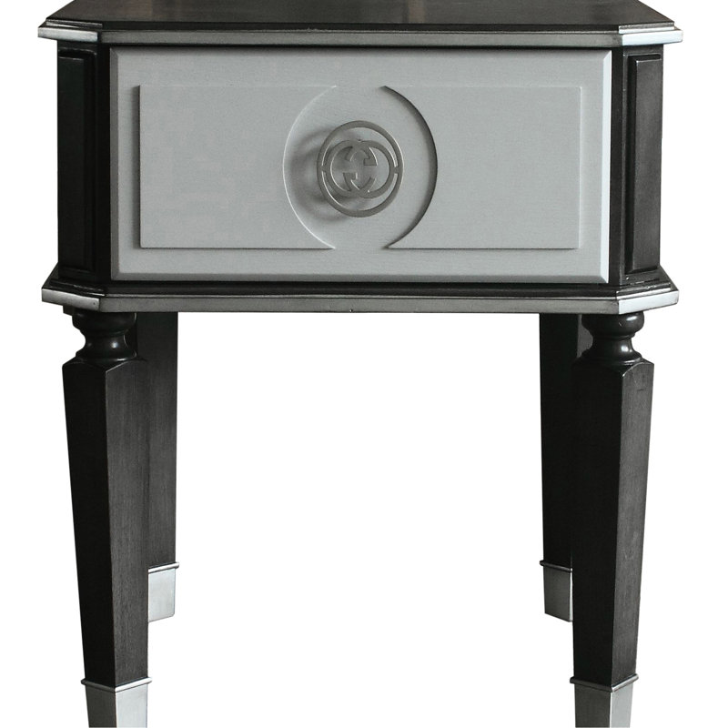 Table de bout à 1 tiroir gris anthracite et gris - espace de vie contemporain moderne avec finition