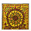Housse de lit en soie brodée à la main 60 x 106 po. Tapisserie rétro. Décoration murale en tissu jaune Suzani
