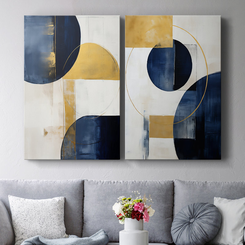 ABSTRACT Series DLVI - Toile tendue avec châssis de qualité supérieure - Prêt à être accroché, H 48 po x l 64 po