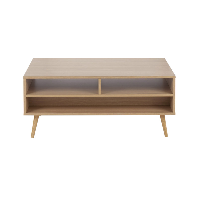 Table basse contemporaine en bois naturel et blanc