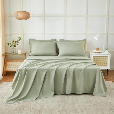 Ensemble de draps pour grand lit 6 pièces, ensemble de draps pour lit en microfibre de luxe 1800