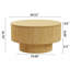 Table basse ronde 29,53 po avec panneau rainuré et rangement caché, finition naturelle