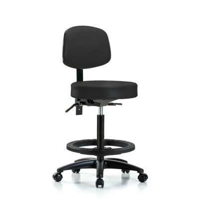 Sybil Backed Adjustable Height Ergonomic Lab Stool with Footring Pedestal Base