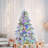 Pre-Lit Spruce Snow Flocked Christmas Tree, Artificial Hinged Xmas Tree With 300 Multi-Color LED Lights, 8 Flashing Modes &790 Snow Branch Tips, Holiday Office Home Décor