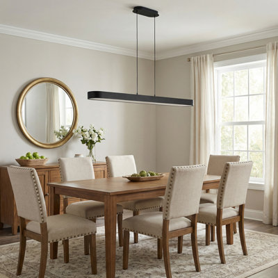 Walsh LED Horizontal Pendant - 72" - Matte Black - Alabaster Shade