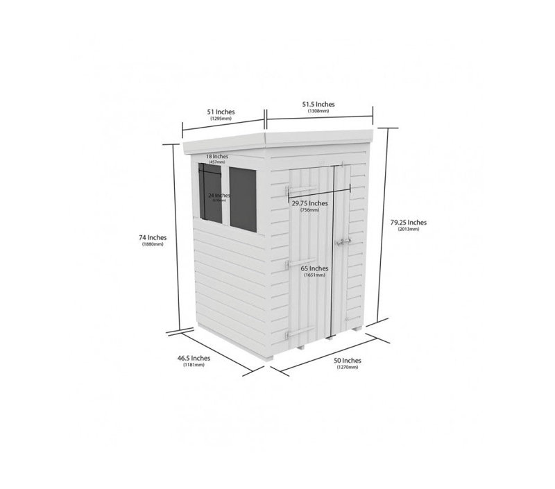 4x4 Pent Composite Shed