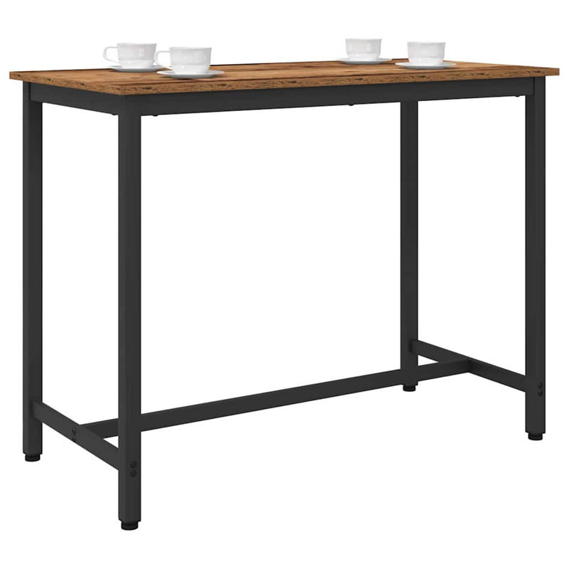 Rectangular Dining Table with Steel Base, 76.5cm H x 100cm W x 50cm D, Old Wood