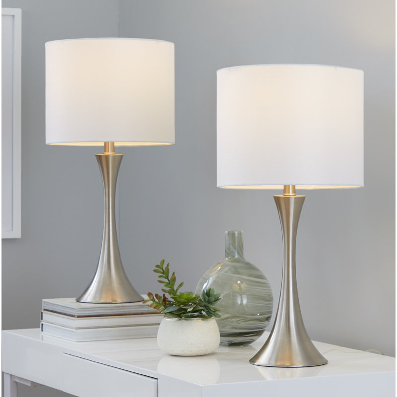Adonis Metal Lamp, White, Brushed Nickel