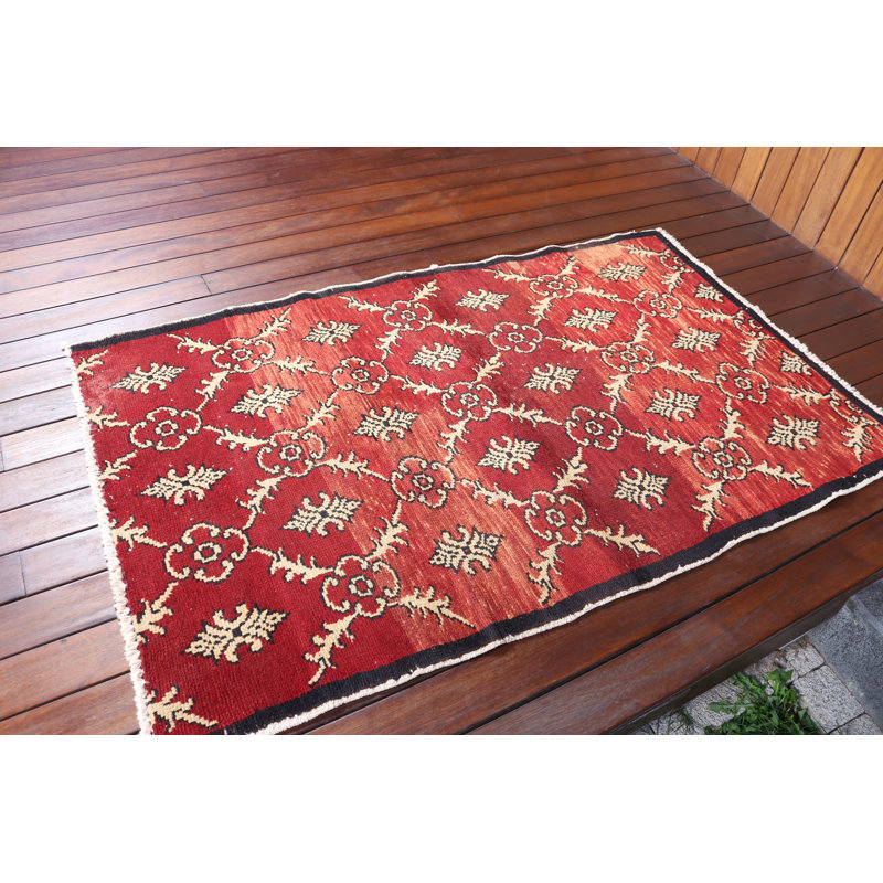 Tapis turc traditionnel fait à la main en laine rouge vif pour la décoration intérieure et extérieure