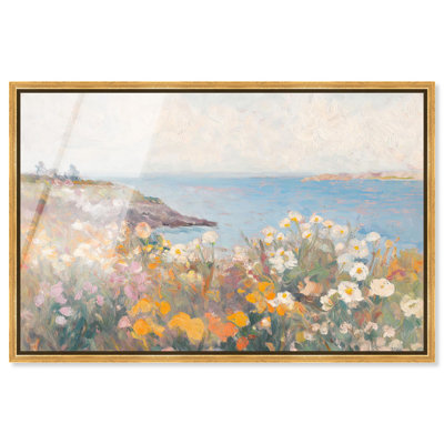 Seaside Garden Framed High-Gloss Acrylic Glass Wall Art Impressionism Art by Art Remedy, Gold Frame, 54 x 36