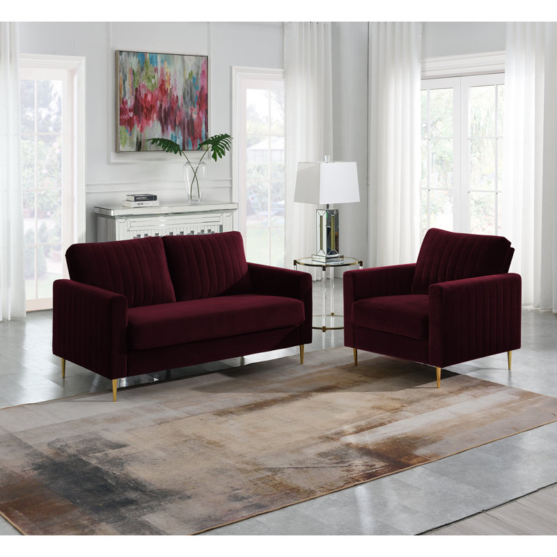 Manito 2 - Piece Velvet Living Room Set, Burgundy