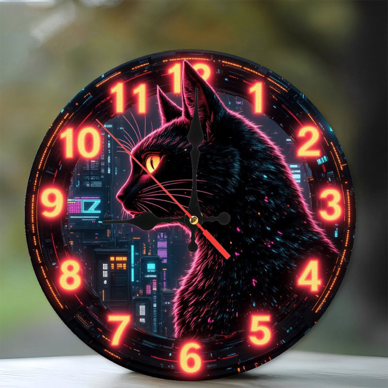 Horloge de chat néon