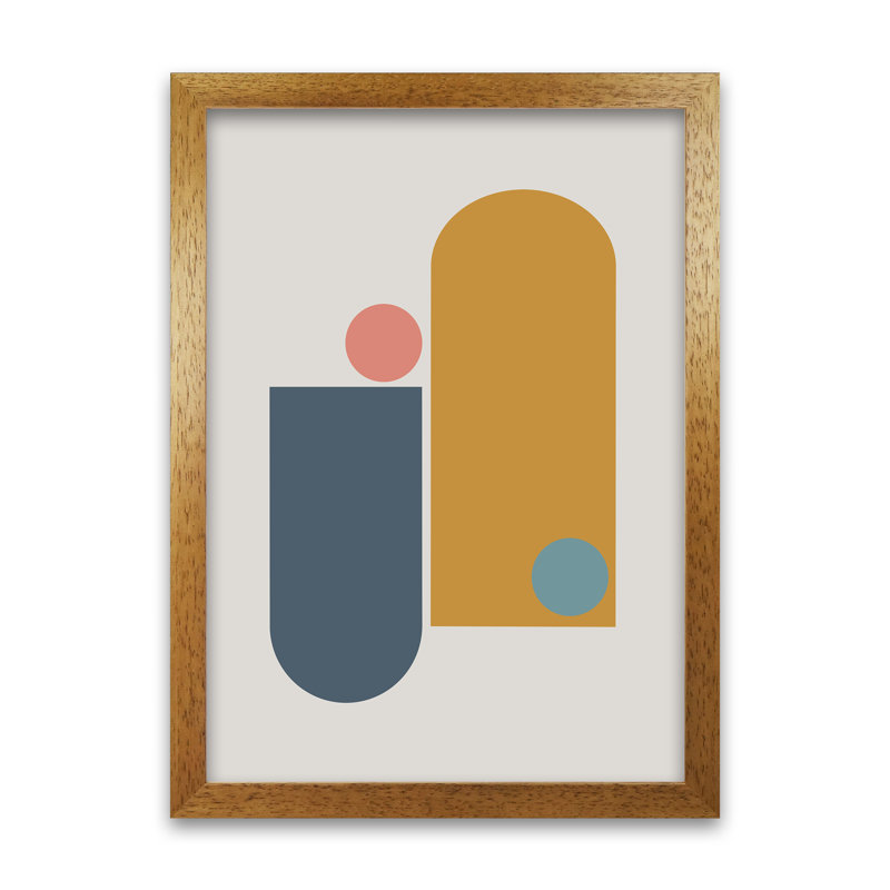 Mid Century Modern On Grey D - Print, Oak Frame, 42cm H x 30cm W x 3cm D