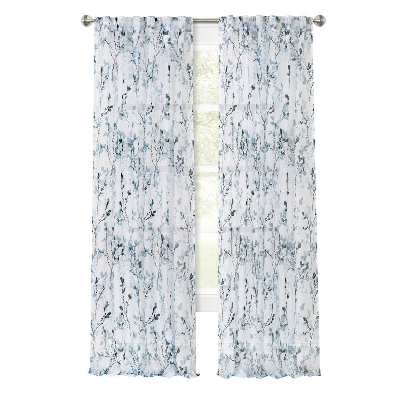 Molineux Other Semi Sheer Curtain Single Panel, 52" W x 84" L, Teal