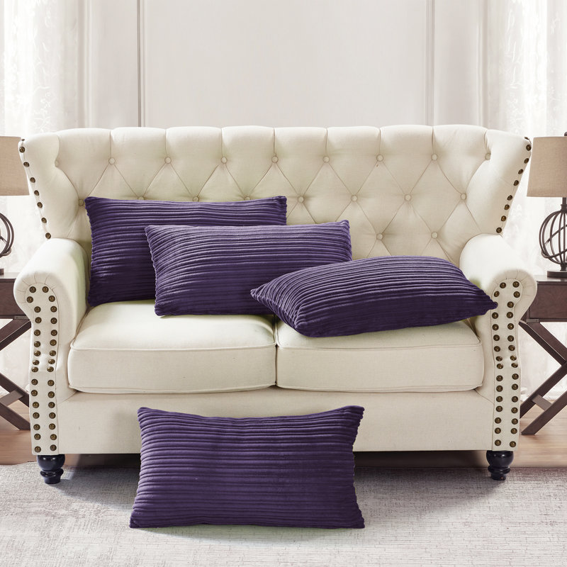 Housse de coussin rectangulaire en flanelle nervurée, Pourpre impérial