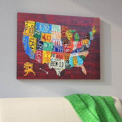 " USA Recycled License Plate Map VII " by Design Turnpike