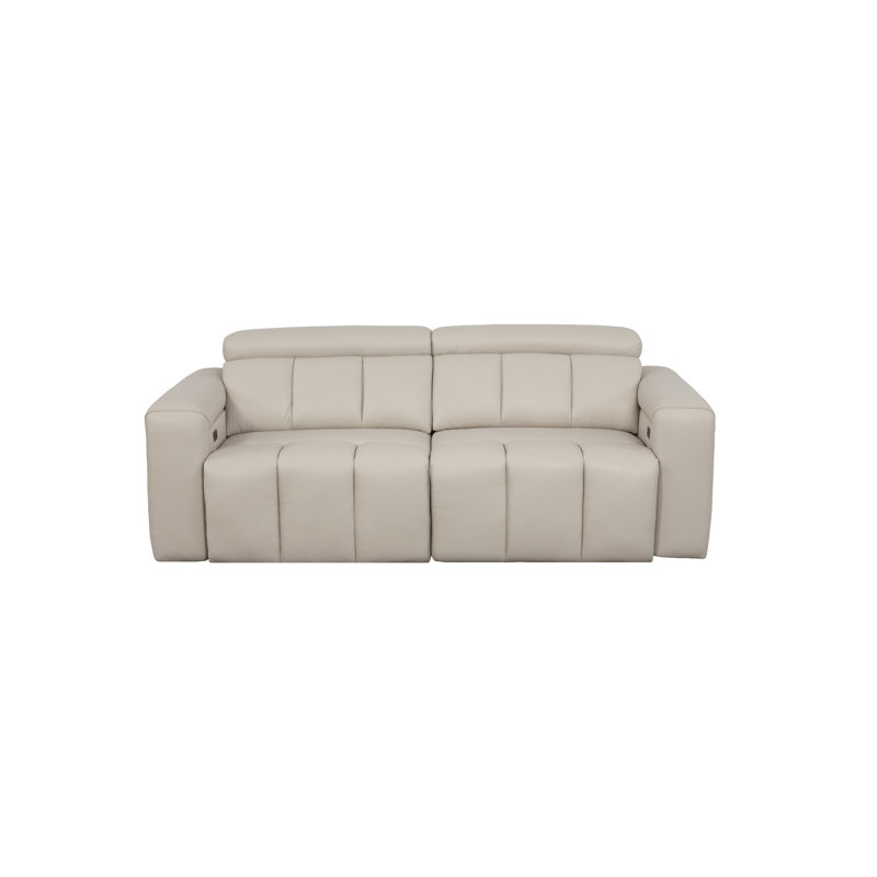 Dallas Leather 3 Seater Power Recliner Sofa, Cream