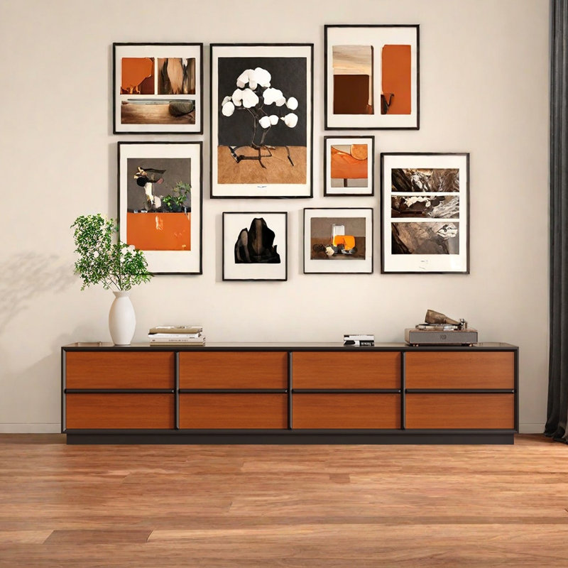 Meuble télé rétro contrastant, H 17,71 po x L 78,74 po x l 15,74 po