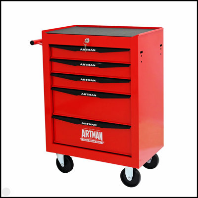 Rolling Metal Tool Chest With 5 Drawers, 20" 5-Drawer Tool Chest Cabinet With Ball Bearing Drawer Slides, Steel Tool Storage Box Organizer