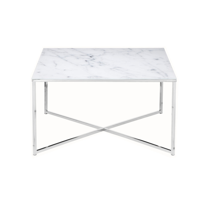 Aines Cross Legs Coffee Table, White, Chrome
