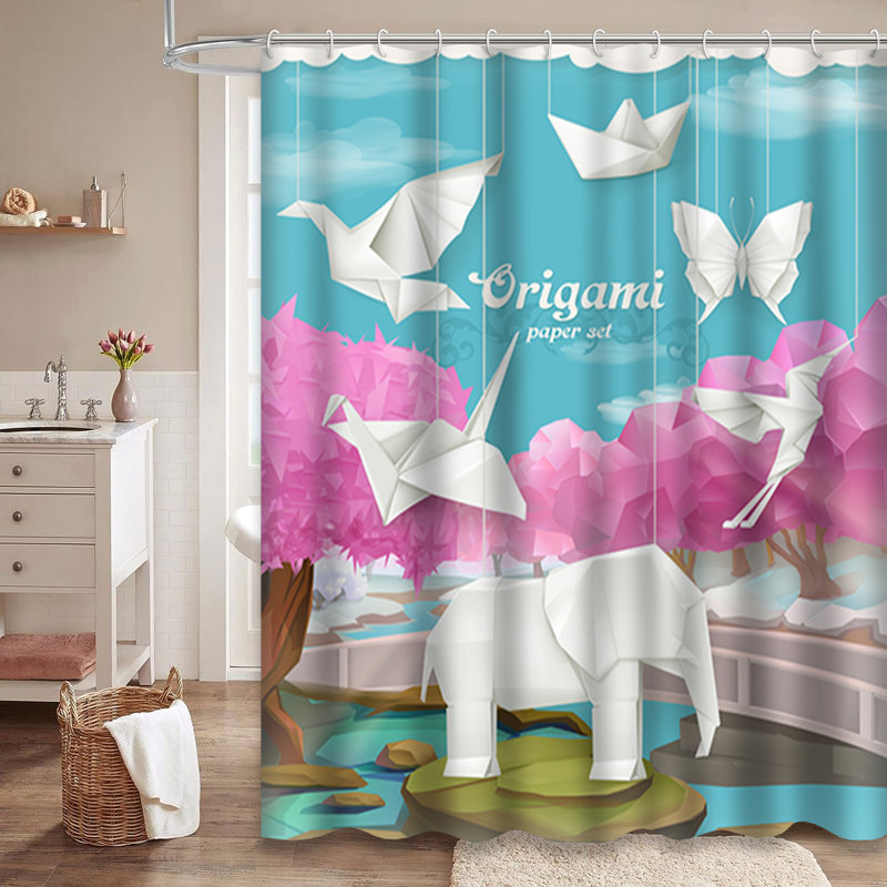 Rideau de douche Origami, L 72 po x l 84 po