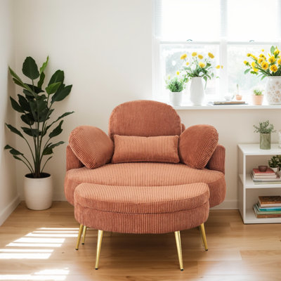 Small Sofa With Storage Ottoman, Small Sofa Bed 3 Pillows, Lazy Small Sofa Suitable For Small Space by George Oliver
