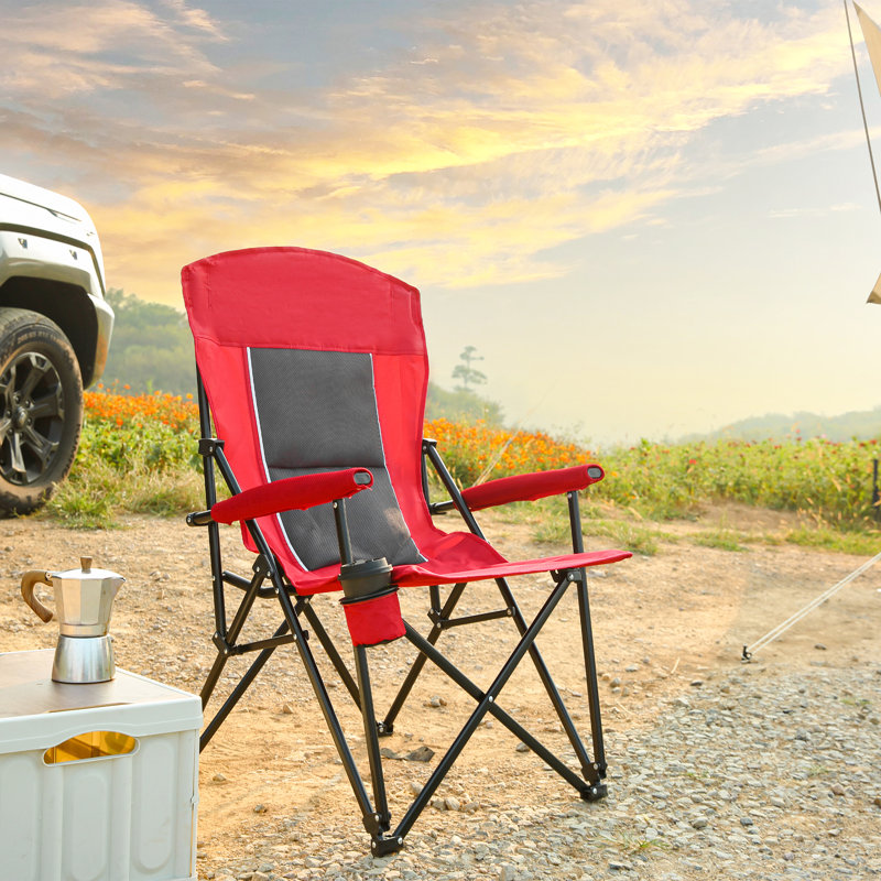 Très grand fauteuil de jardin surdimensionné - capacité de 250 lb, pliable avec porte-gobelet et sac de transport, Rouge