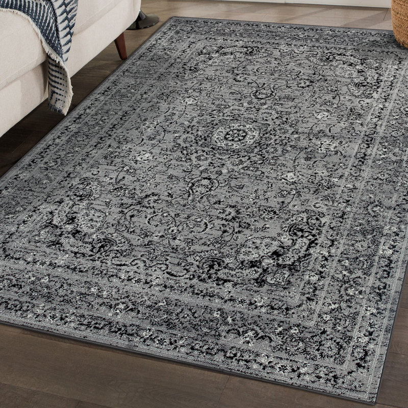 Tapis oriental gris Blocher, Rectangle 7 pi 10 po x 10 pi 6 po