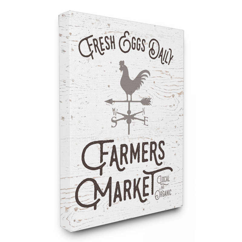 «Fresh Eggs Daily Farmers Market» par lettrage et doublure - cadre photo, impression d'art textuel, Toile tendue
