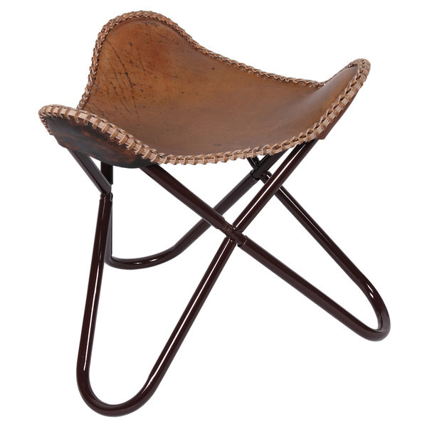 Tabouret en cuir trépied
