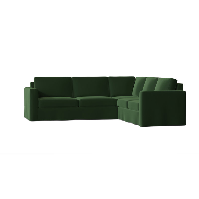 Canapé modulaire de coin large 108 po Bewley, Émeraude, Marron foncé, Accoudoir à droite (vu de face)