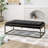 Black Upholstered Bench With Velvet And Brass Finish - Modern Minimalist, Channel , 25 In Width, 16 Height Soft Touch, 49 Depth,