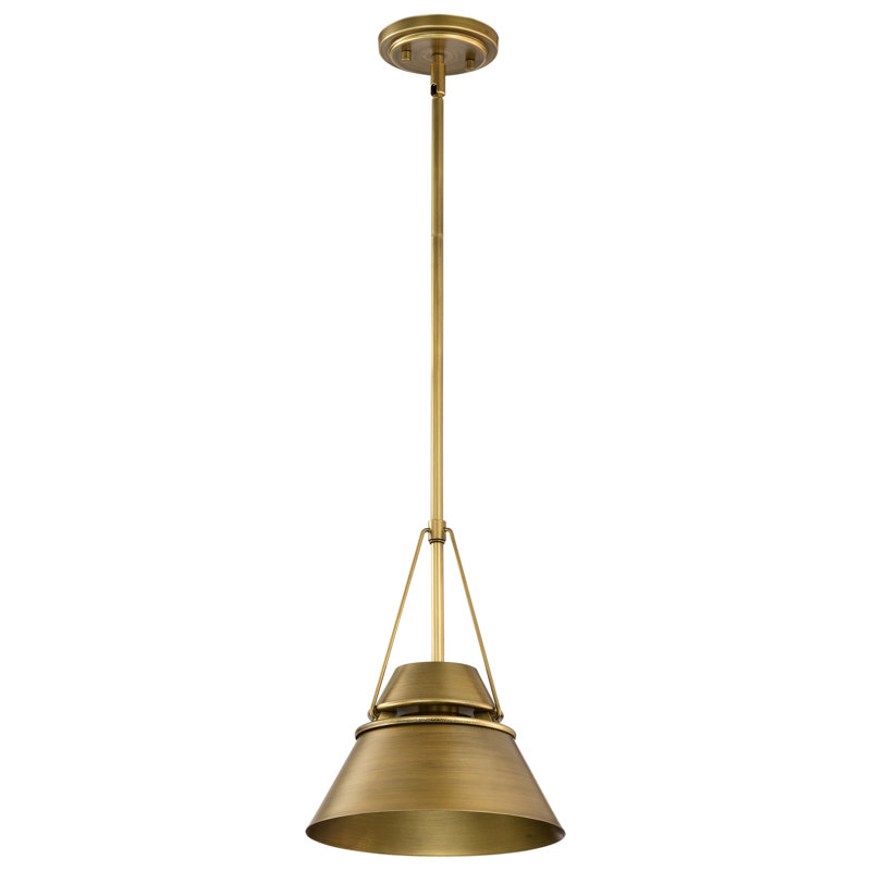Luminaire suspendu conique à 1 lumière Maricarmen, H 51,5 po x l 10 po x P 10 po, Laiton naturel