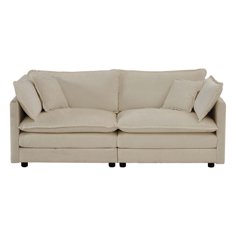Canapé modulaire rembourré 4 pièces avec 2 repose-pieds, Beige