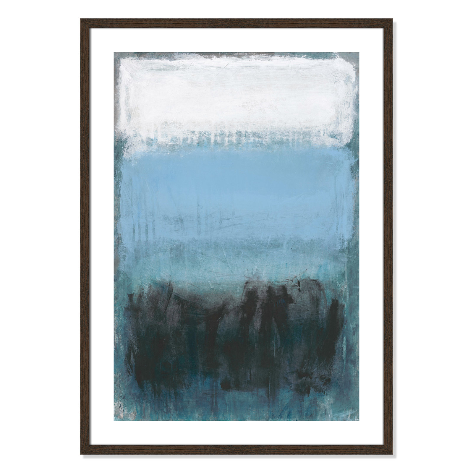 Arboles "Coastal Nightfall" Painting by Filippo Ioco, 35.5" H x 25.5" W x 0.75" D, Walnut Wood Grain Framed Paper, White