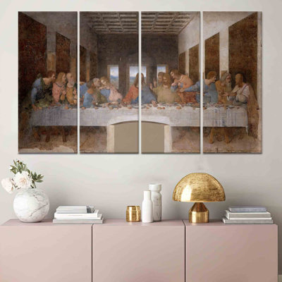 Da Vinci's Last Supper: Printed Canvas Wall Decor Masterpiece,4P Wrapped Canvas