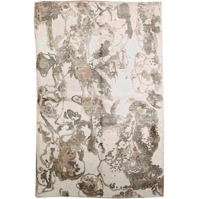 Tapis blanc et noir noué à la main de haute qualité