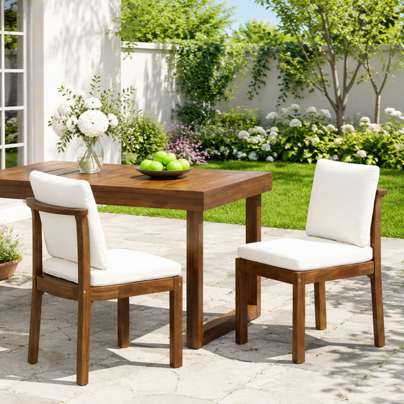Ensemble de 2 chaises d'extérieur en bois d'acacia, pour plus de confort et de style