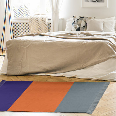 Tapis à rayures mauve/orange/gris