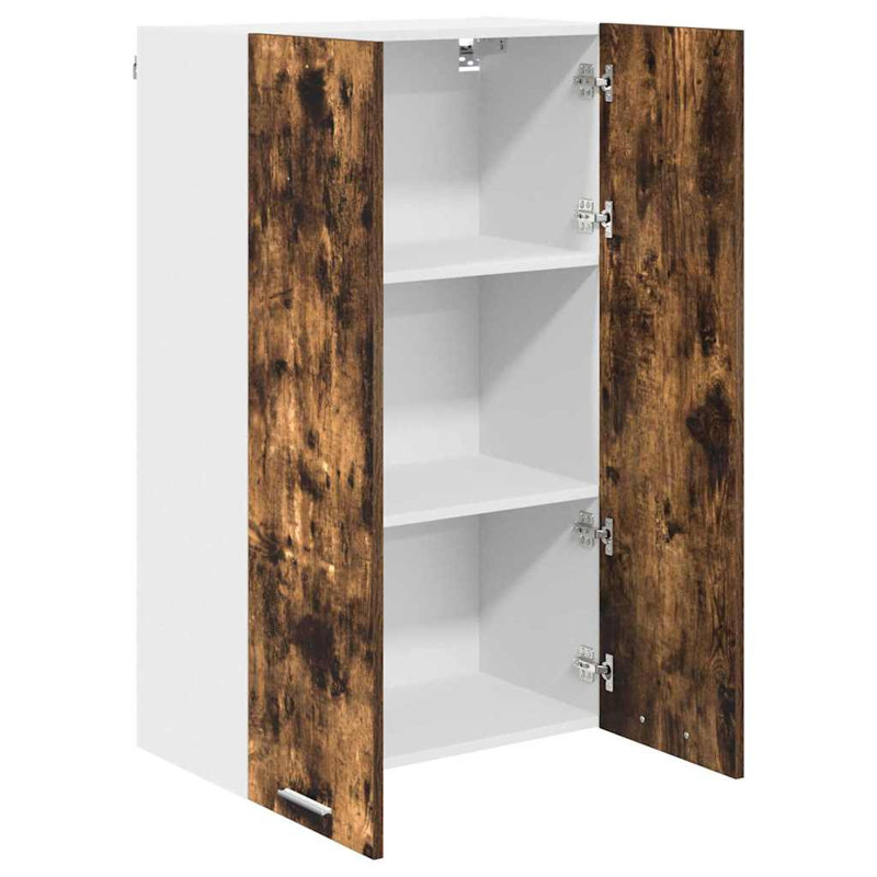 Vidaxl Hanging Cabinet Riga White 60 X 31 X 100 Cm Engineered Wood, Smoked Oak, 100cm H x 60cm W x 31cm D