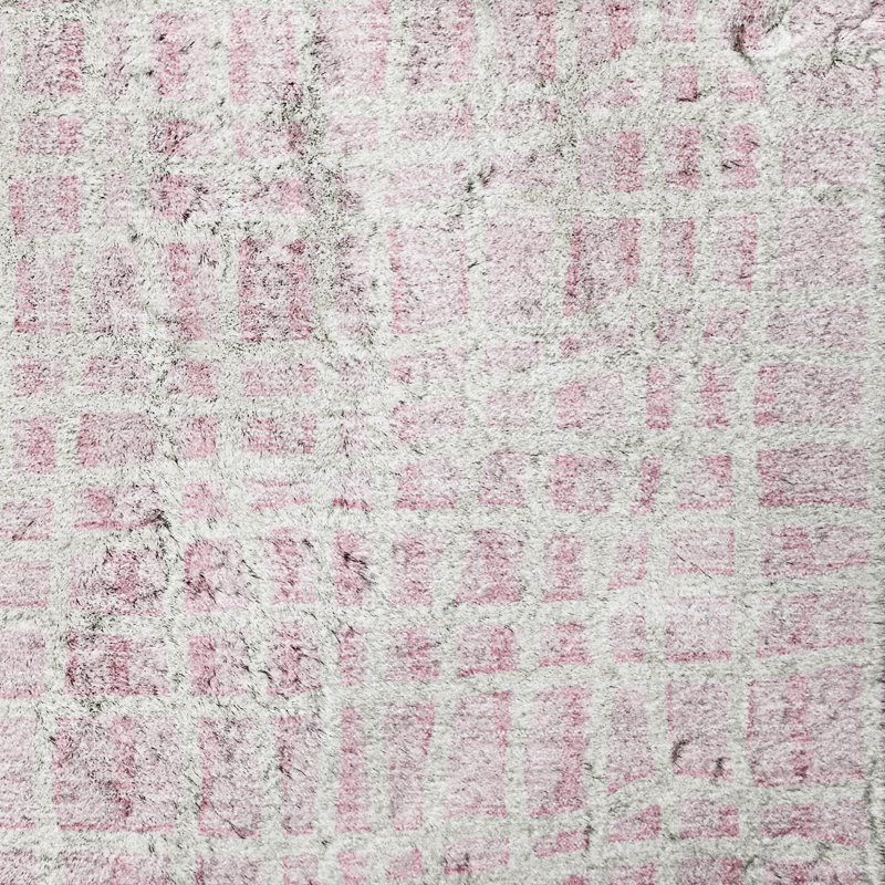 Tapis à rayures Dream Shag ADS729 lavable à la machine de qualité supérieure, Pink, 3' x 5'