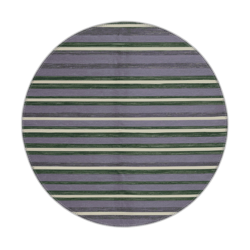 Tapis intérieur / extérieur mauve HorizontalStripes, Rond 5 pi