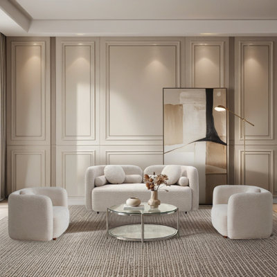 Ensemble de canapés rembourrés 3 pièces Modern, 6 places avec fauteuil d'appoint