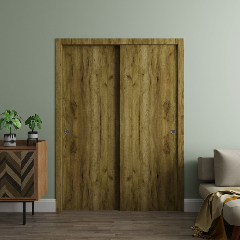 Portes coulissantes pour garde-robe coulissantes - ESSENTIAL 8001 - Ensemble de quincaillerie Rails - Portes de garde-robe de chambre en bois massif