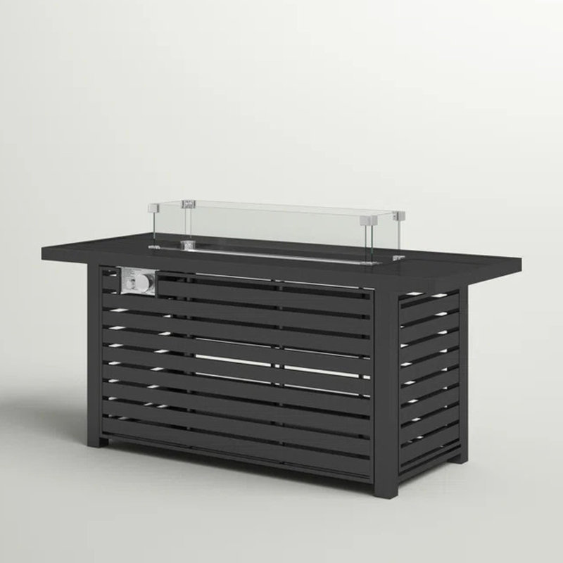 24" Steel Propane Fire Pit Table With Cover - Create A Warm And Inviting Outdoor Setting. Construction, Neutral Tone. Slatted Base For Airy Ambiance. Fireplace Lid, Cover, Lava Rocks, Glass Beads.
